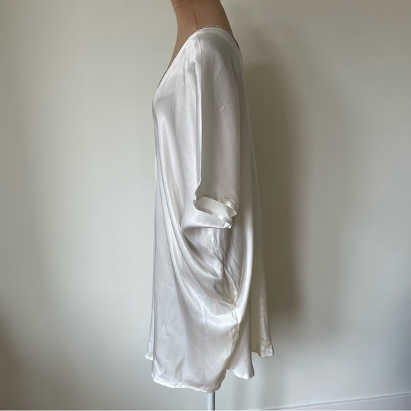 Muche et Muchette Silky Satin Rhinestone Trim V-Neck White Kaftan Dress NWT OS - Picture 2 of 10